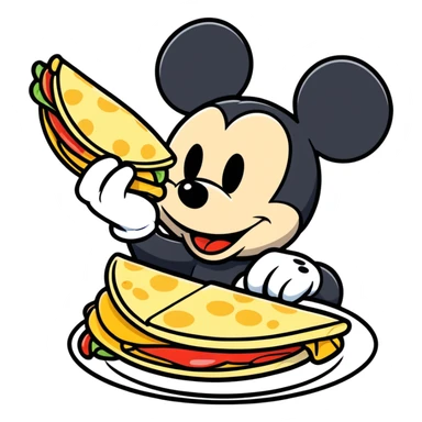 mickey mouse eating a quesadilla sticker
