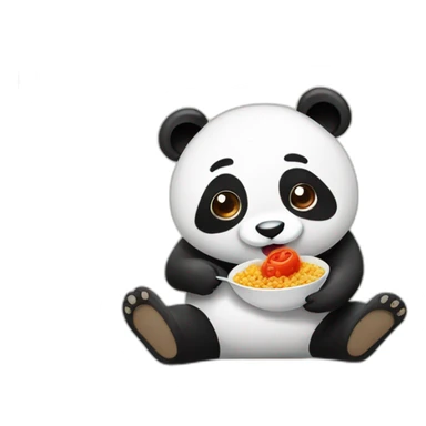panda comiendo arroz con tomate  sticker