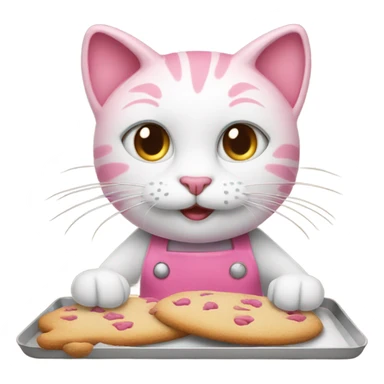 Pink cat baking cookies sticker