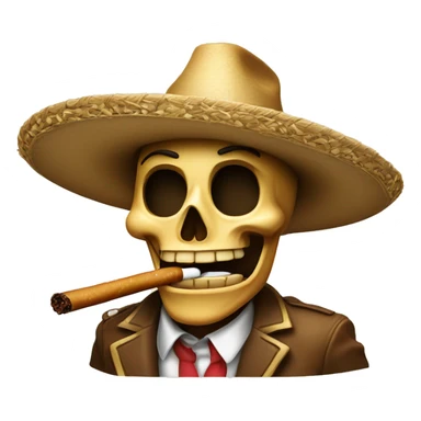 esqueleto con sombrero y un cigarro sticker