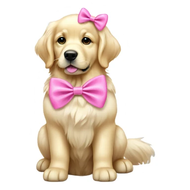 English cream golden retriever with pink bow sticker