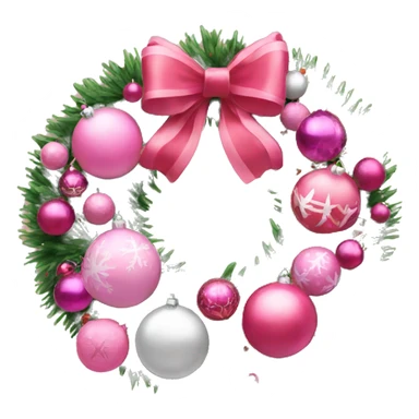 Pink Christmas wreath with ornaments  sticker