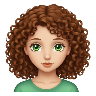 girl with brown curly hair and green eyes sticker