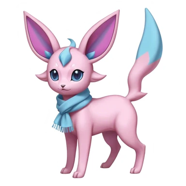 Shiny Cool Sparkly Cute Espeon-Glaceon-Sylveon-Fakemon-hybrid-fusion with a scarf full body sticker