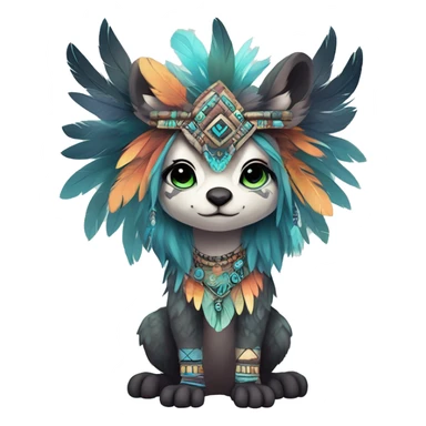 cute cool edgy ethereal shy epic tribal fantasy animal fursona Fionbri creature by griffsnuff & LiLaiRa & Falvie with exotic colors with intricate patterns and feathers and headdress and necklace full body sticker