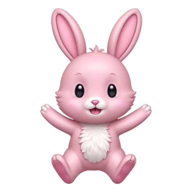 Exited pink bunny, kawaii chibi fluffy ears and body jumping of excitement  sticker