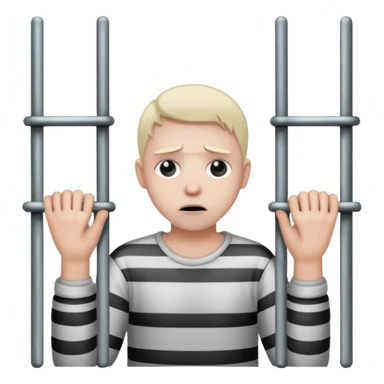 Smutna za więziennymi kratami trzymając się ich rękami sticker