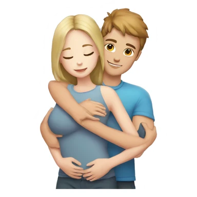 White skin Young man and girl hugs with heart sticker