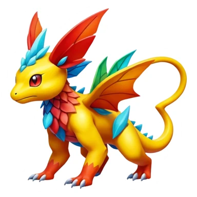 Elemental Exotic Vibrant Multicolored Pokémon-Fakémon-hybrid-creature (full body) sticker
