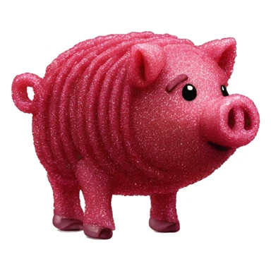 Sparkling Pig made of maroon sparkling sour candy laces andc sweets walking covered in sugar  sticker