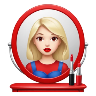 A beautiful girl paints her lips in front of the mirror sticker