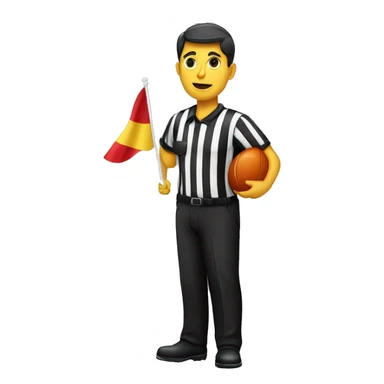 Assistant referee with a red and yellow flag of offside in his hand sticker