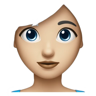 Fille aux yeux bleu brune avec une frange sticker