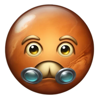 planet mars with a monocle and a thoughtful face sticker