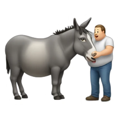 fat man eating a donkey sticker