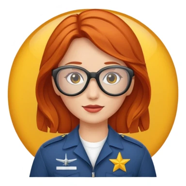 pilote d'avion femme rousse avec lunette de soleil sticker