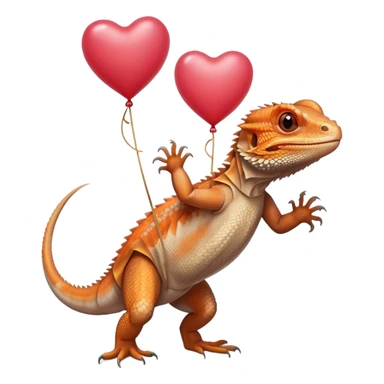 bearded dragon with heart balloon sticker