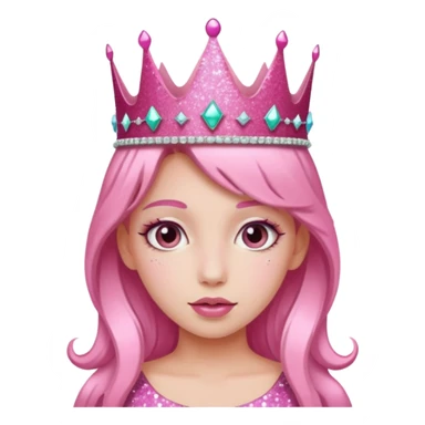 pink girl glitter crown sticker