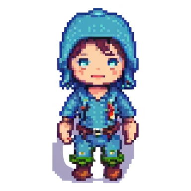 coder character pixel art style sticker
