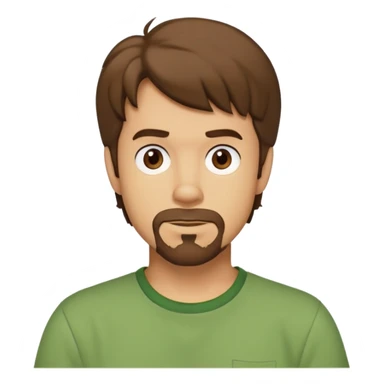 shaggy rogers brunette, with stubble goatee, brown eyes and green tshirt from scooby doo  sticker