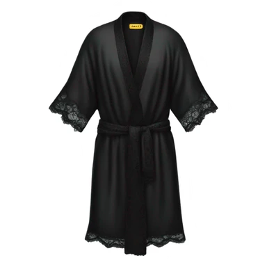 black silk robe with black lace sticker