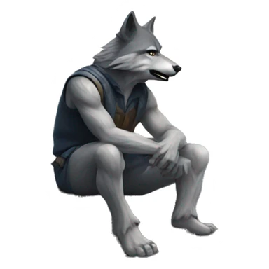 A wolf man sitting under a tree with the fullmoon sticker