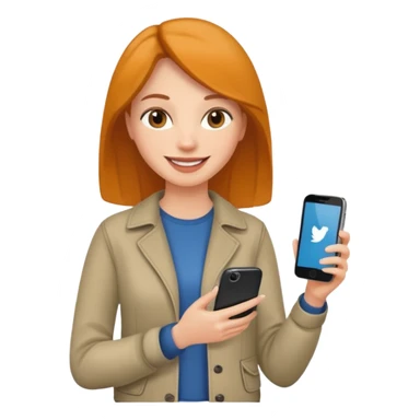 woman casual clothes holding a phone in one hand sticker