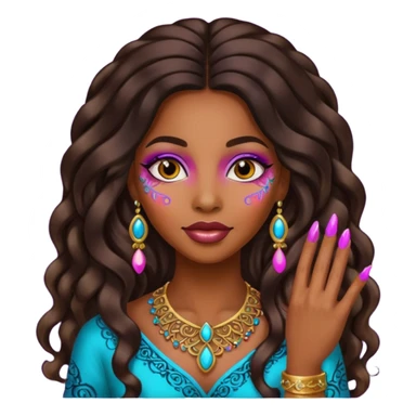 nail art black woman long hair sticker