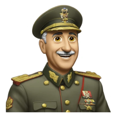 General Francisco Franco saludando sonriente, con el valle de los caidos de fondo sticker