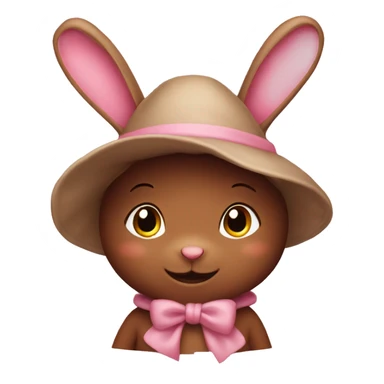 pink bunny wearing a brown bonnet sticker