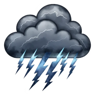 thunderstorm, watercolor art style sticker