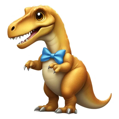Dinosaur holding a mouse wearing a bow  sticker