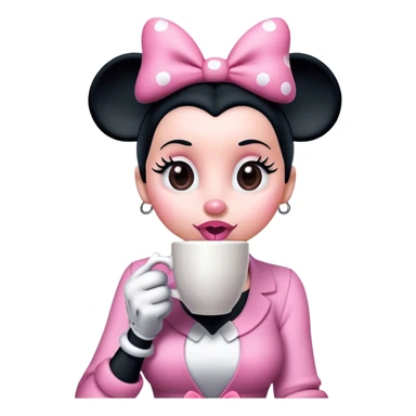 minnie mouse drinking coffee sticker