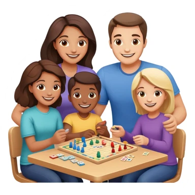 Family playing board games together at home sticker