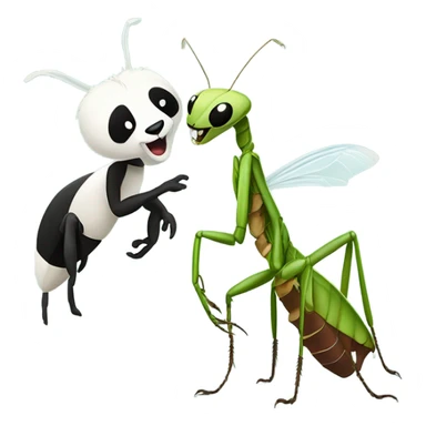 Praying mantis fighting panda sticker