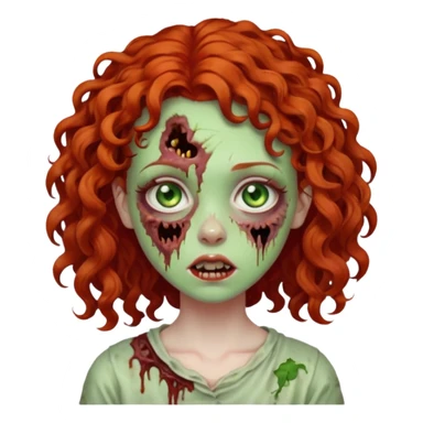 a curly girl red-haired with green eyes zombie sticker