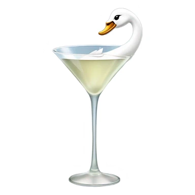 A martini with a swan and a bow sticker