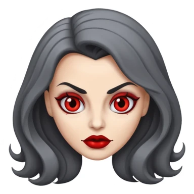 vampira com o tom de pele cinza com os olhos vermelhos, cabelos longos e ondulados e pretos sticker