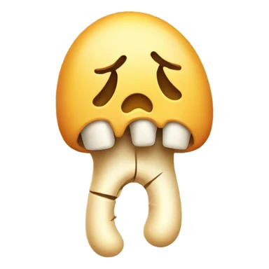Unhappy emoji with a bone sticking out of its mouth sticker