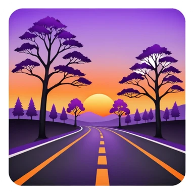 road with sunset sticker