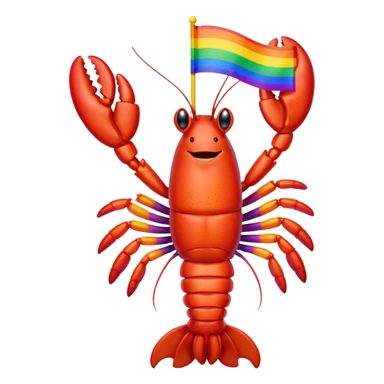 Gay lobster with pride flag happy sticker