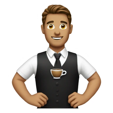 Waiter with coffee sticker