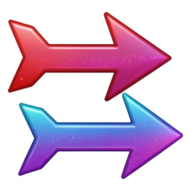 color gradient between red and purple glitter arrow right sticker