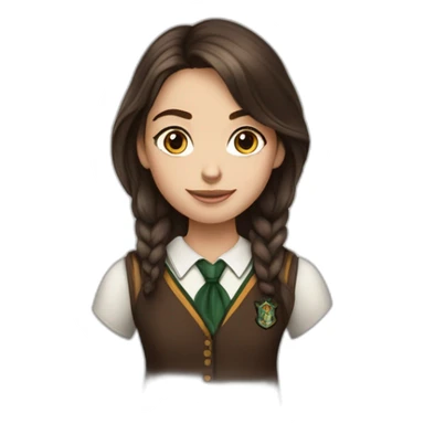 Fille brune aux yeux marron blanche de peau et avec une tenue de la maison serpentard dans Harry potter sticker