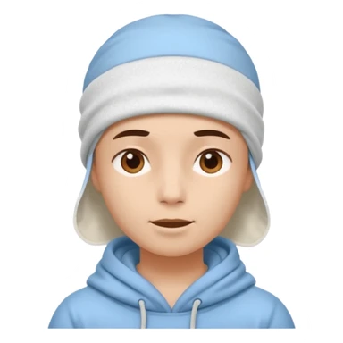 A person with headaches and a cold pack on the head sticker