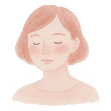 blush, watercolor effect, gentle pink tint, subtle facial expression sticker