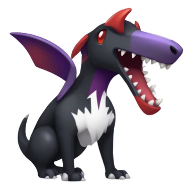 Black Cool Edgy Nargacuga-Houndoom-Garchomp-Noivern Fakémon  with White and Red and purple and black Edgy markings sticker
