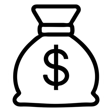money bag icon, outlined, flat style sticker