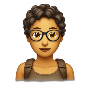 Chica pelo corto liso y marrón con gafas sticker