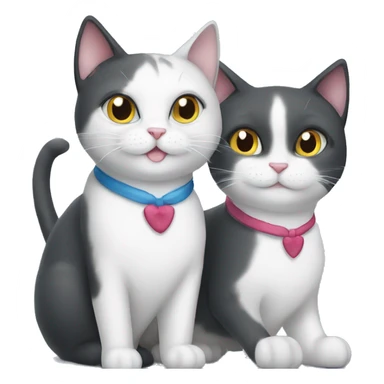  tuxedo cat and gray cat both happy sticker